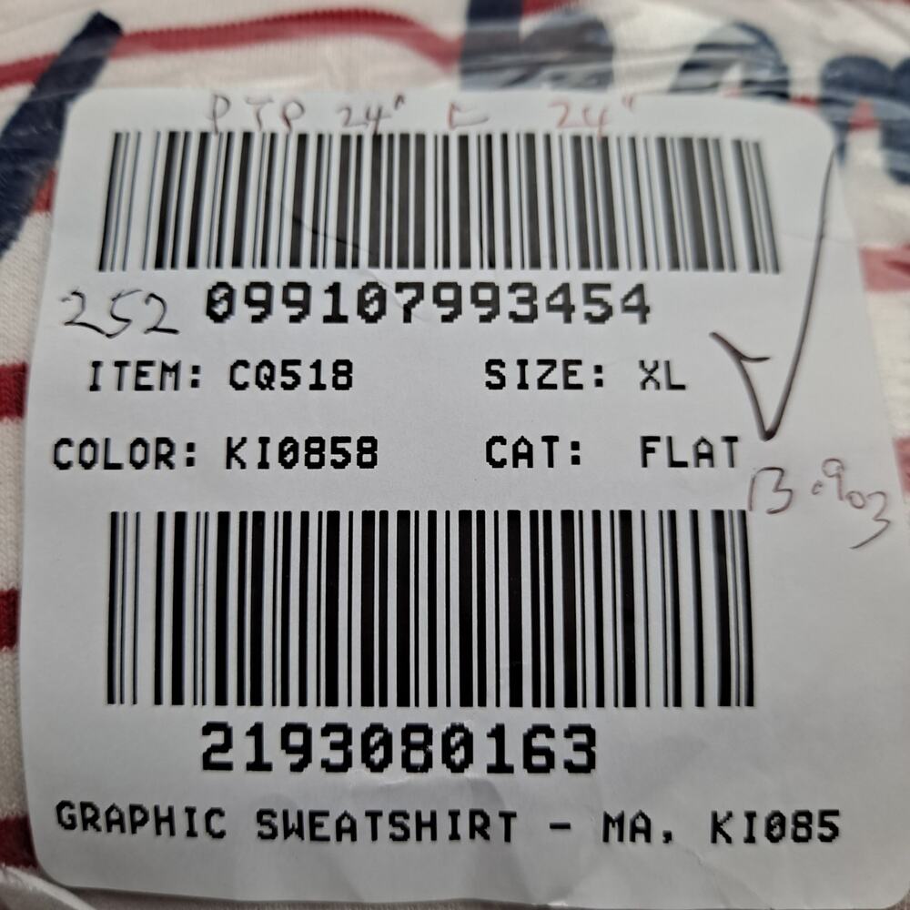 NWT J. Crew Striped Le Weekend Graphic Loose Sweatshirt Red White Womens Size XL - Picture 13 of 13